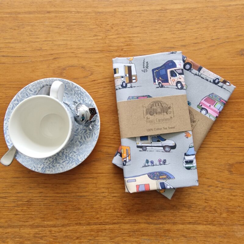 Motorhome Tea Towel (Grey)