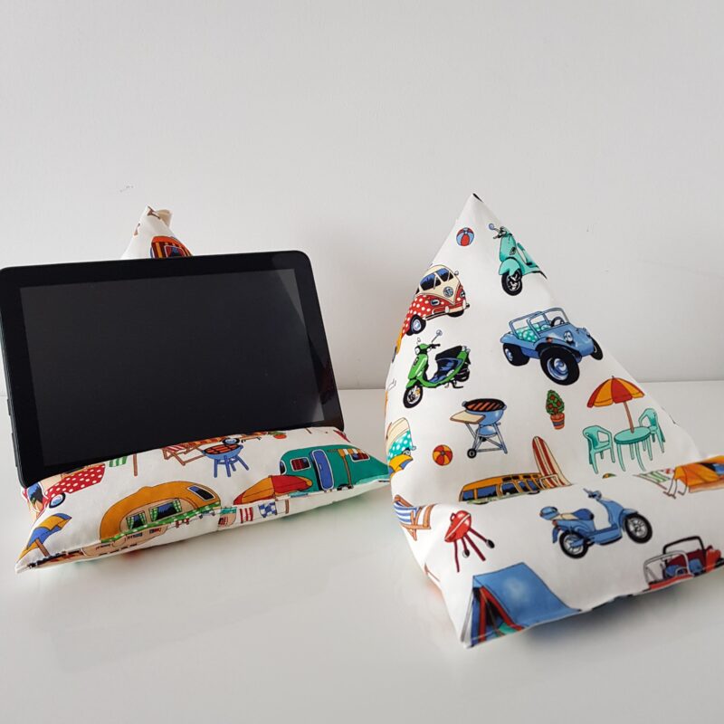 Caravan and Campervan Tablet/ iPad/ eReader Holder / Bean Bag (spots and stripes)