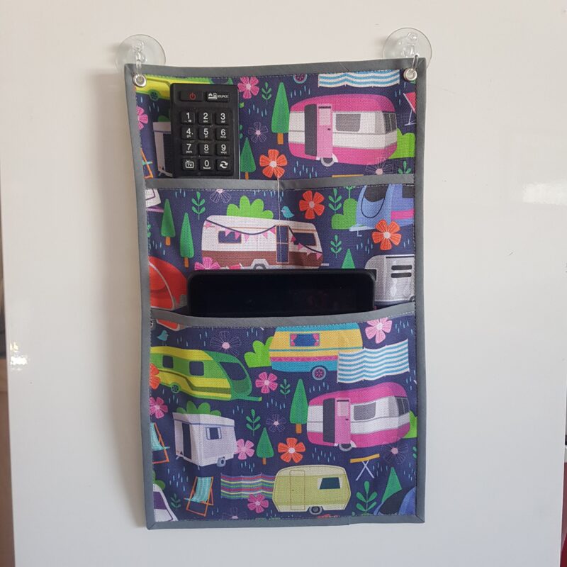 Caravan Cotton Bedside Organiser (Dark Blue)