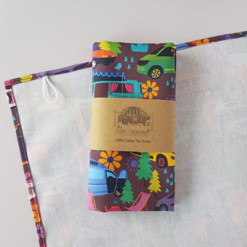 Campervan Tea Towel (Aubergine)