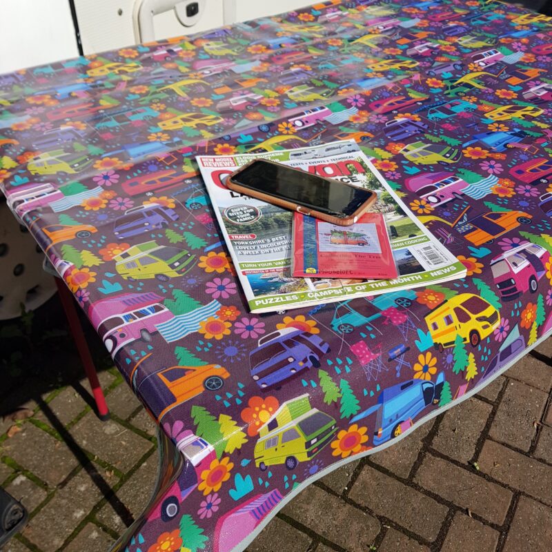 Campervan Tablecloth (Oilcloth) - Aubergine