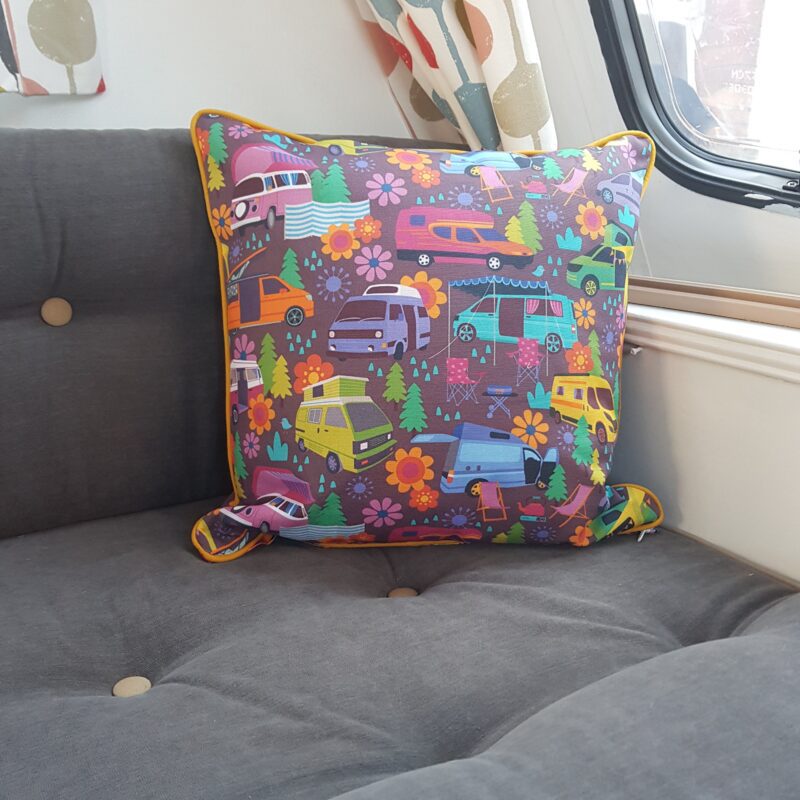 Campervan Cushion Cover (Aubergine)