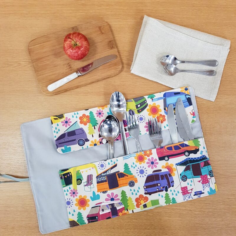 Campervan Cutlery Roll, Tools and Stationery Roll