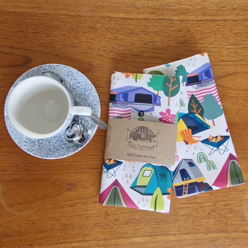 Camping Tea Towel (Cream)