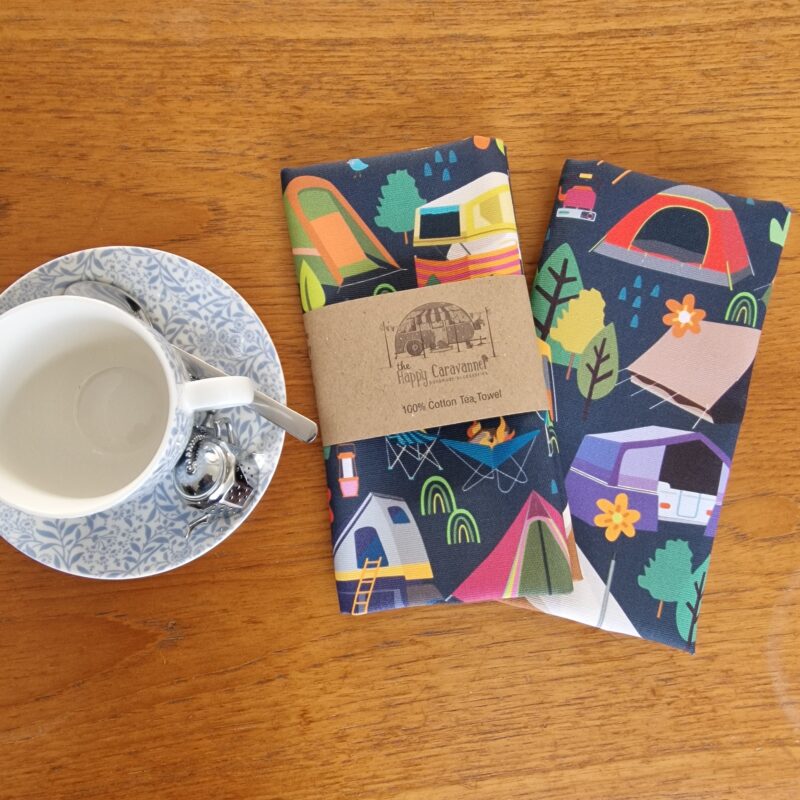 Camping Tea Towel (Dark Grey)